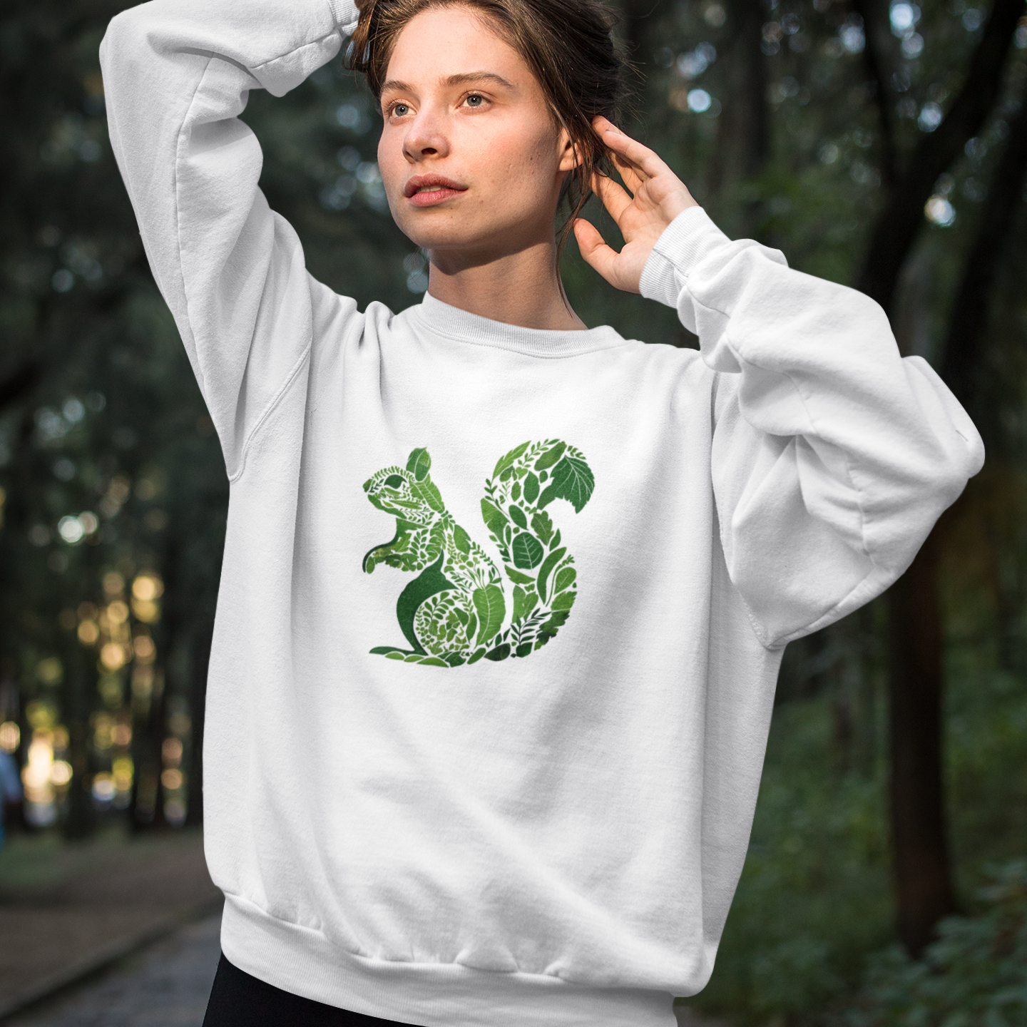 Pull en coton durable – Feuilles vertes en forme d'écureuil