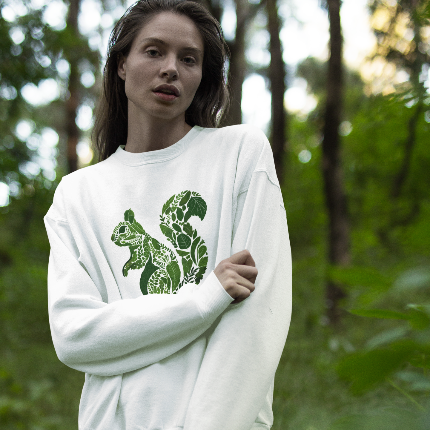 Pull en coton durable – Feuilles vertes en forme d'écureuil