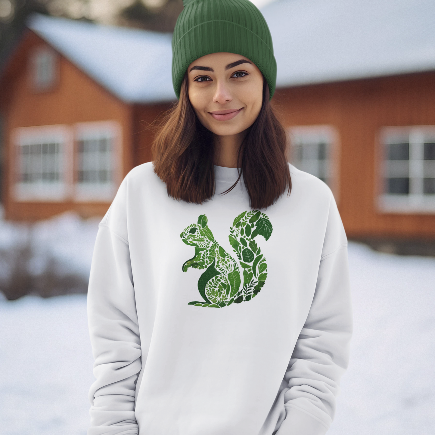 Pull en coton durable – Feuilles vertes en forme d'écureuil