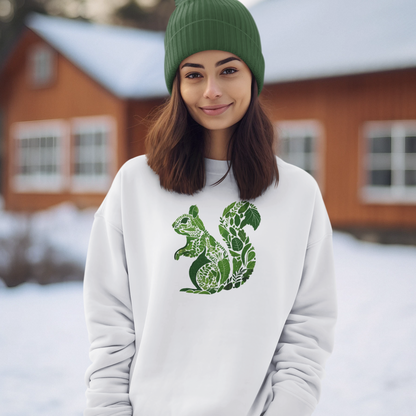 Pull en coton durable – Feuilles vertes en forme d'écureuil
