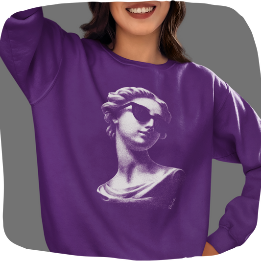 Pull écoresponsable prérétréci - Buste antique avec lunettes de soleil
