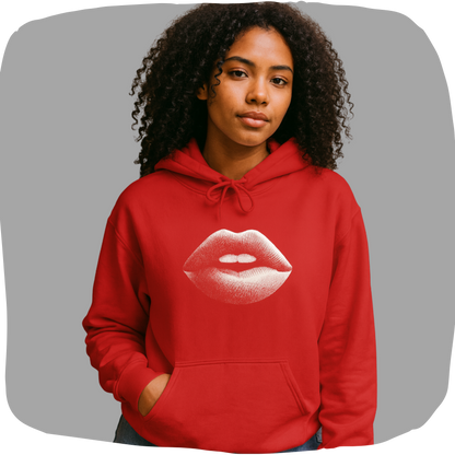 Sweat à capuche en coton durable – Design lèvres graphiques