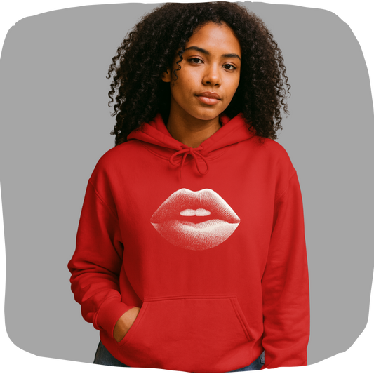 Sweat à capuche en coton durable – Design lèvres graphiques
