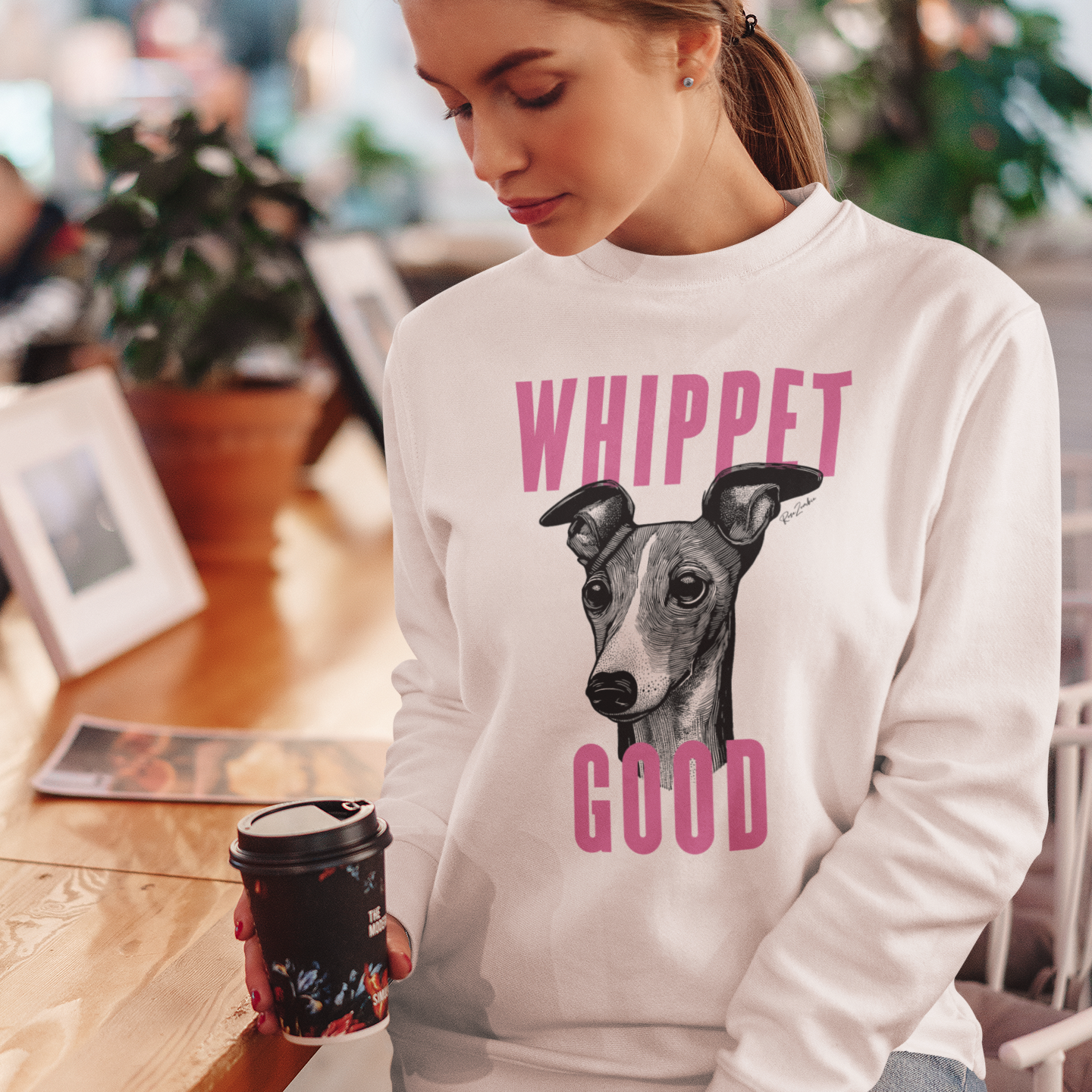 Pull épais en coton bio – Imprimé humoristique citation Whippet Good
