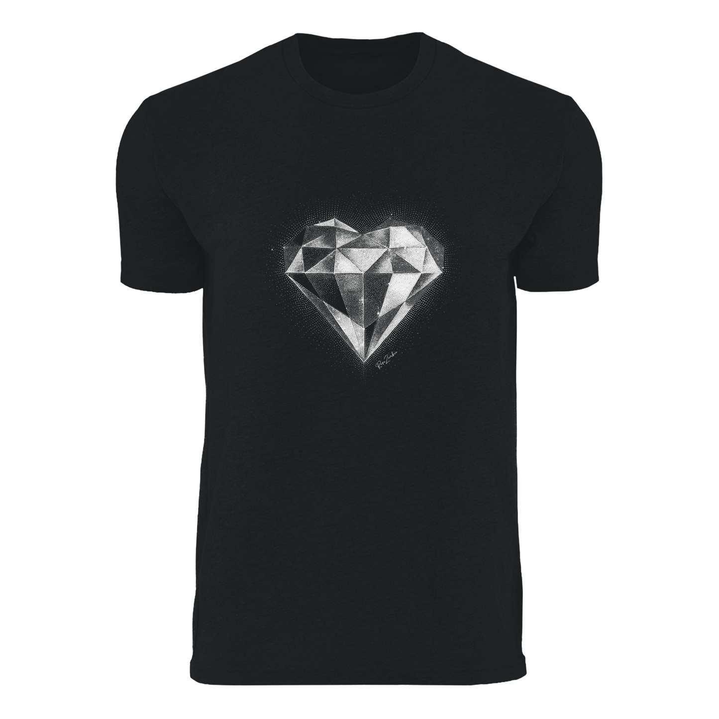 T-shirt oversized noir – Motif de cœur en diamant