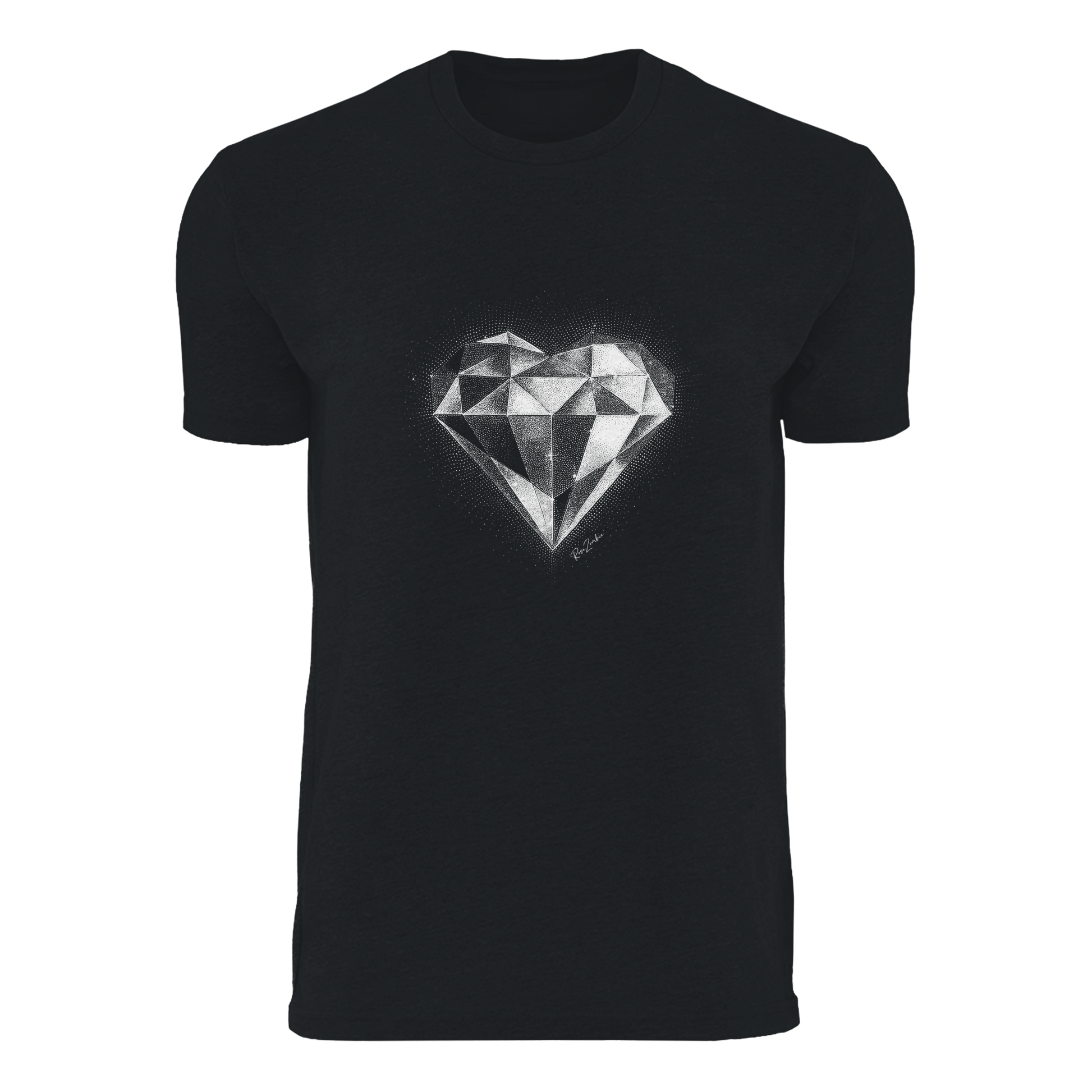 T-shirt oversized noir – Motif de cœur en diamant