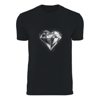 T-shirt oversized noir – Motif de cœur en diamant