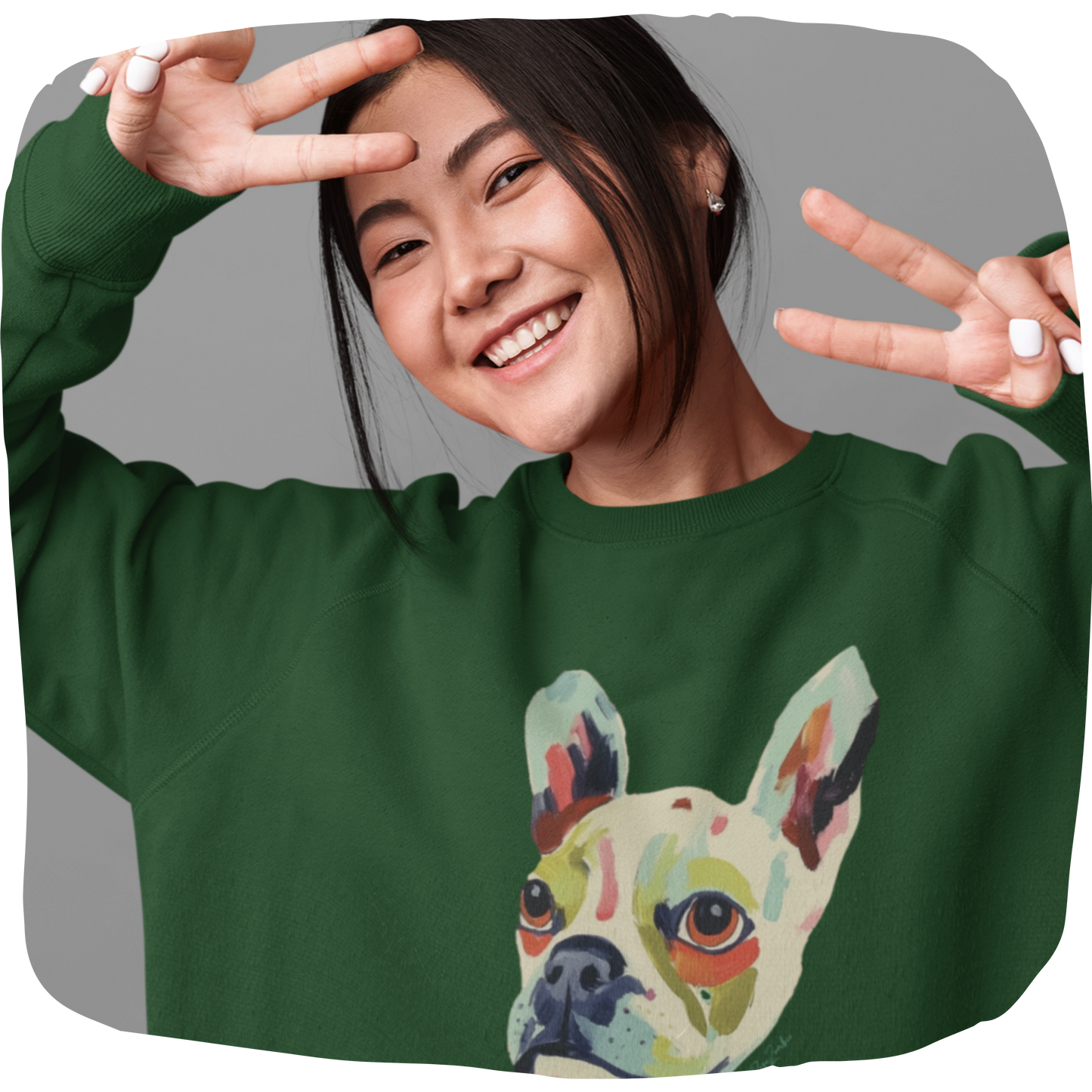 Pull en coton durable – Bouledogue français coloré