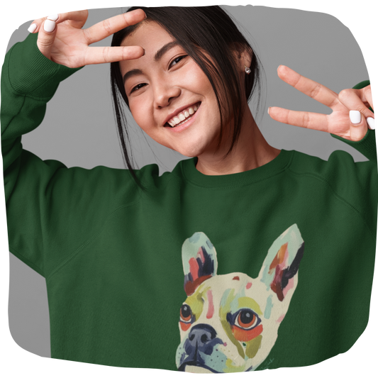 Pull en coton durable – Bouledogue français coloré