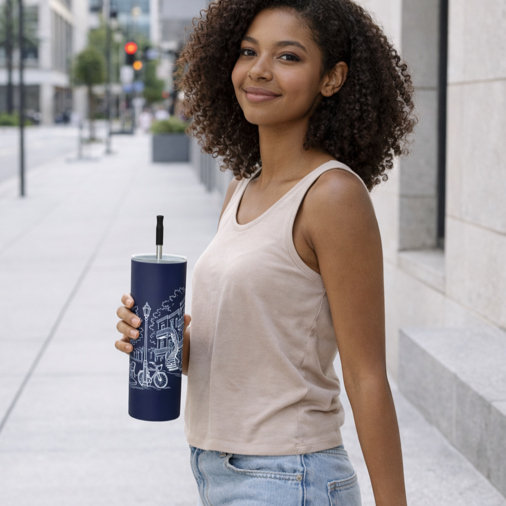 Gobelet en inox 20 oz avec paille réutilisable – Quartier Plateau Mont-Royal