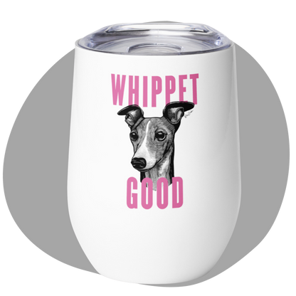 Gobelet de 12 oz en acier inoxydable – Design amusant de chien whippet