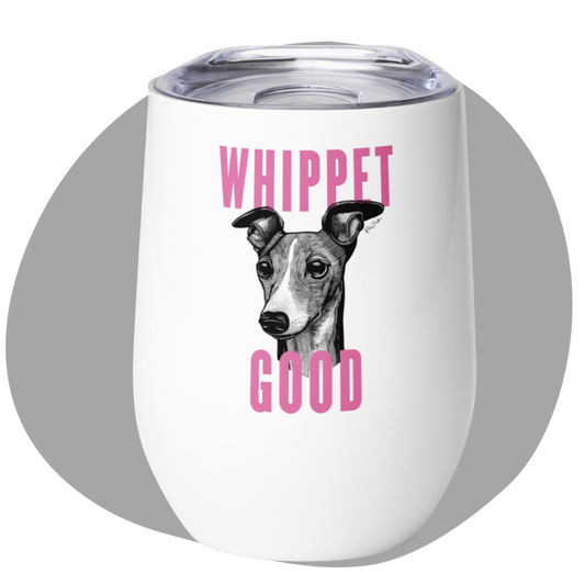 Gobelet de 12 oz en acier inoxydable – Design amusant de chien whippet