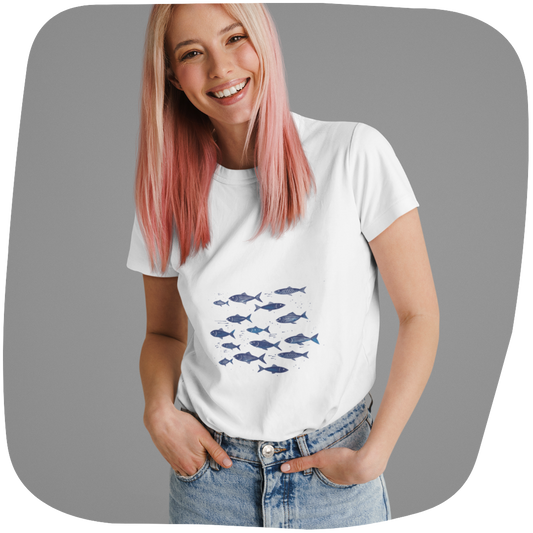 T-shirt en coton bio Taina - Motif marin - rose zombie