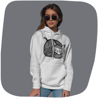 Sweatshirt à capuche en coton durable - Motif de chat - rose zombie