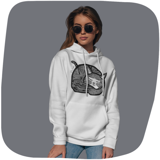 Sweatshirt à capuche en coton durable - Motif de chat - rose zombie
