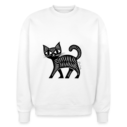Pull surdimensionné en coton bio - Motif de chat - rose zombie