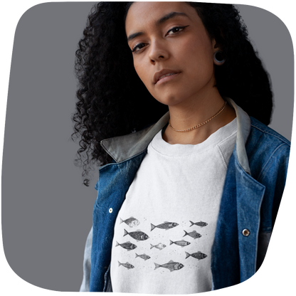Pull surdimensionné en coton bio - Motif de poisson - rose zombie