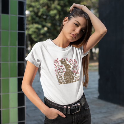 T-shirt en coton bio - Motif de lapin - rose zombie