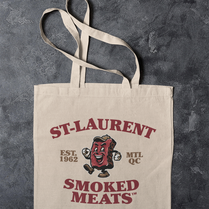 Eco-friendly cotton tote bag - Montreal souvenir smoked meat print