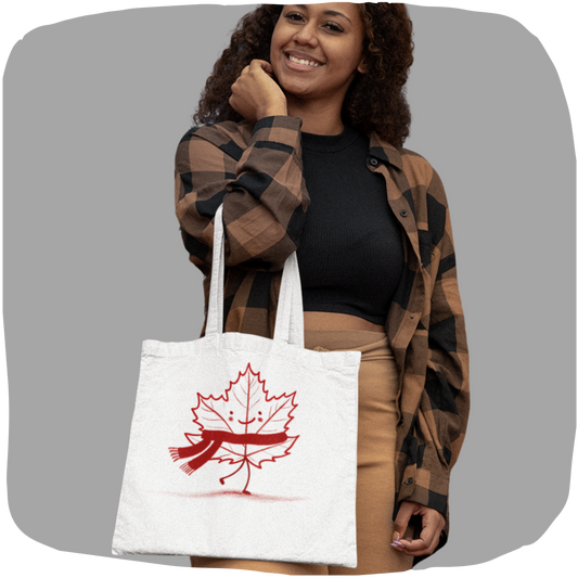 Sac tote en coton écolo - Feuille d'érable avec un foulard
