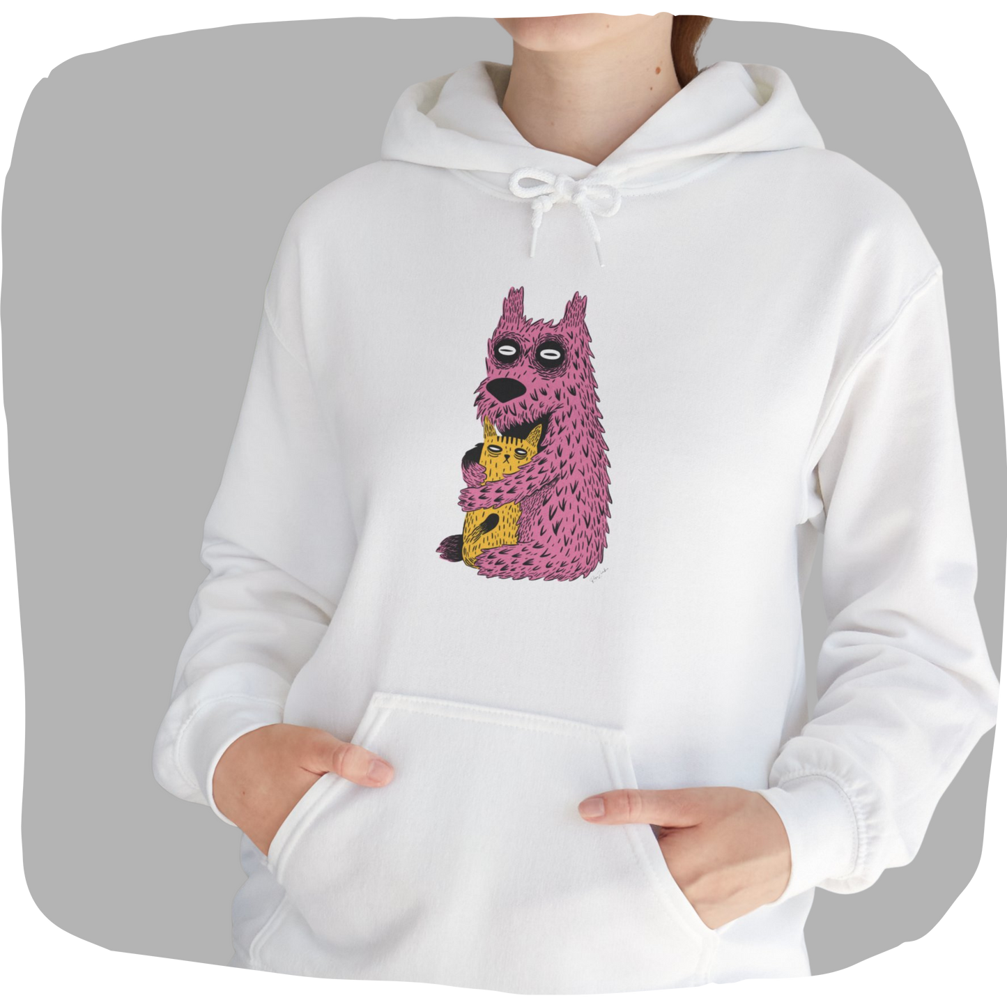 Sweat à capuche en coton durable – Design créatures câlines