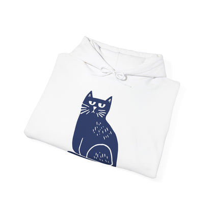 Sweat à capuche en coton durable – Chat bleu minimaliste