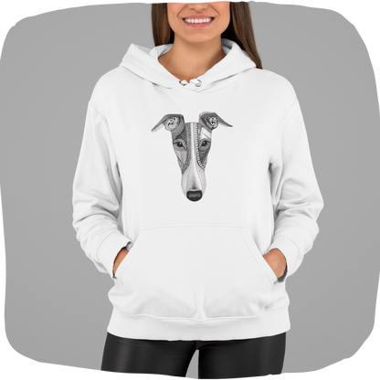 Sweat à capuche en coton bio - Chien en style sérigraphie