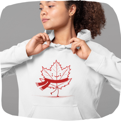 Sweatshirt à capuche en coton bio – Feuille d'érable enveloppé d'un foulard