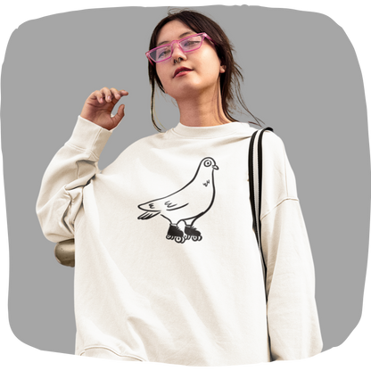 Pull en coton bio surdimensionné – Pigeon à roulettes