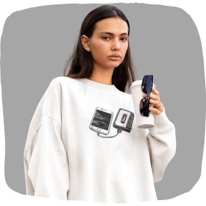 Pull en coton bio surdimensionné –  Imprimé vintage et branché