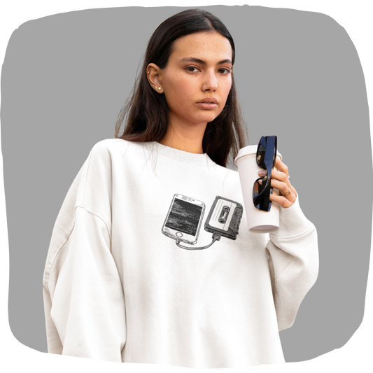 Oversized organic cotton sweater – Vintage and trendy print