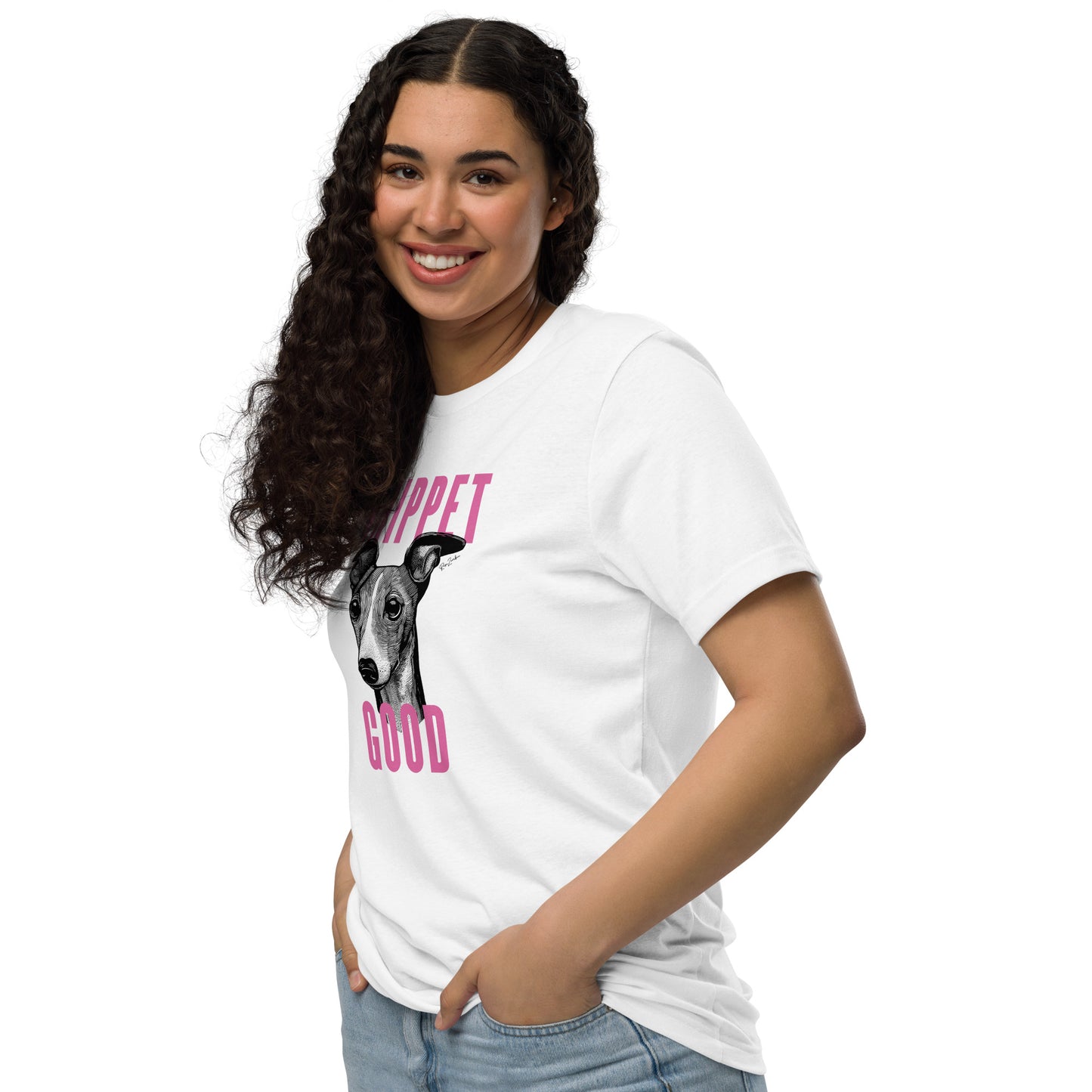 T-shirt blanc à la coupe classique écolo - Imprimé ludique de chien