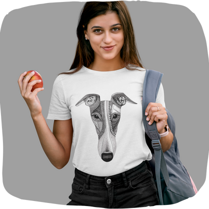 T-shirt femme en coton bio – Illustration artistique de lévrier