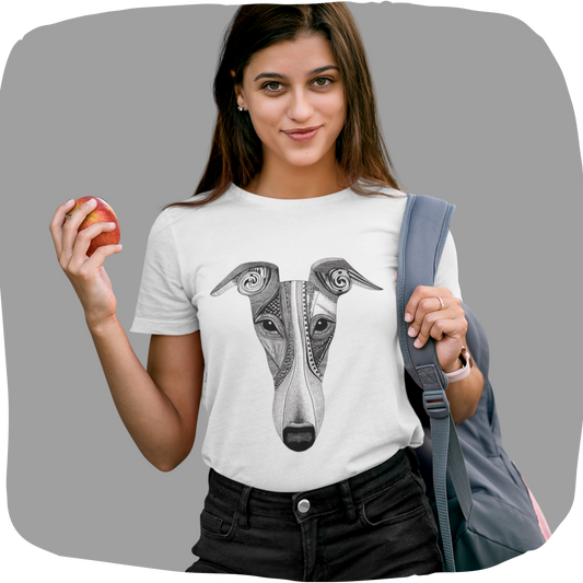 T-shirt femme en coton bio – Illustration artistique de lévrier