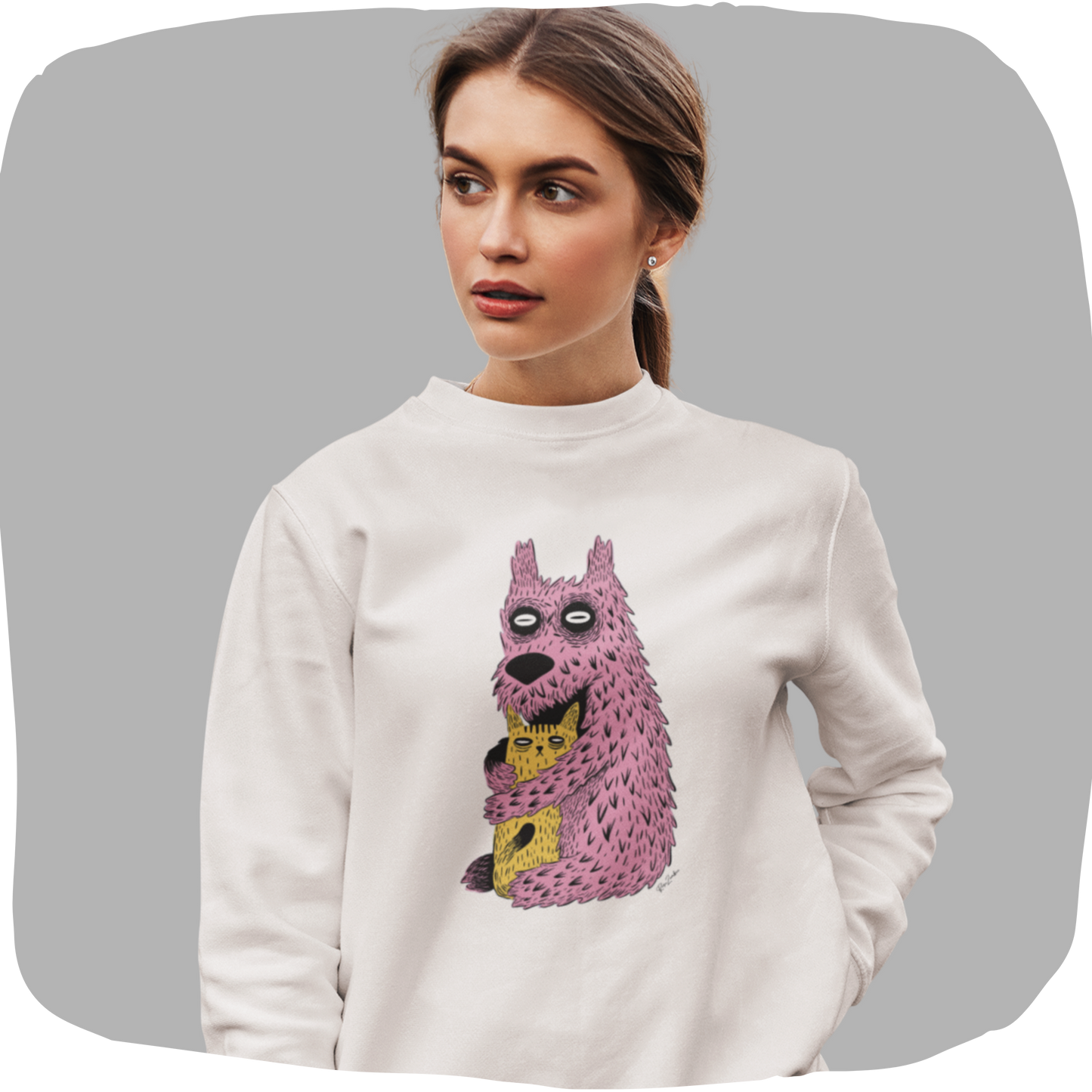 Pull en coton bio  – Épaisseur moyenne – Illustration de créatures adorables
