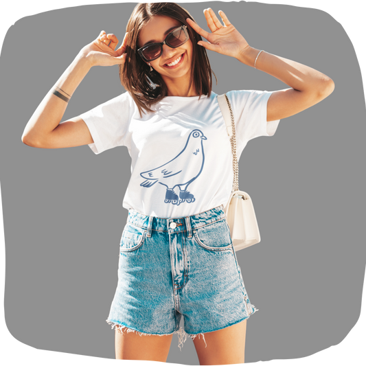 T-shirt en coton bio - Imprimé amusant de pigeon