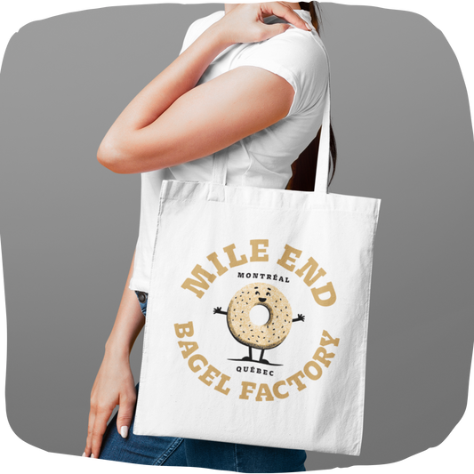 Sac tote en matériaux recyclés - Imprimé bagel souvenir de Montréal