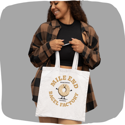 Sac tote en coton écolo - Imprimé bagel souvenir de Montréal
