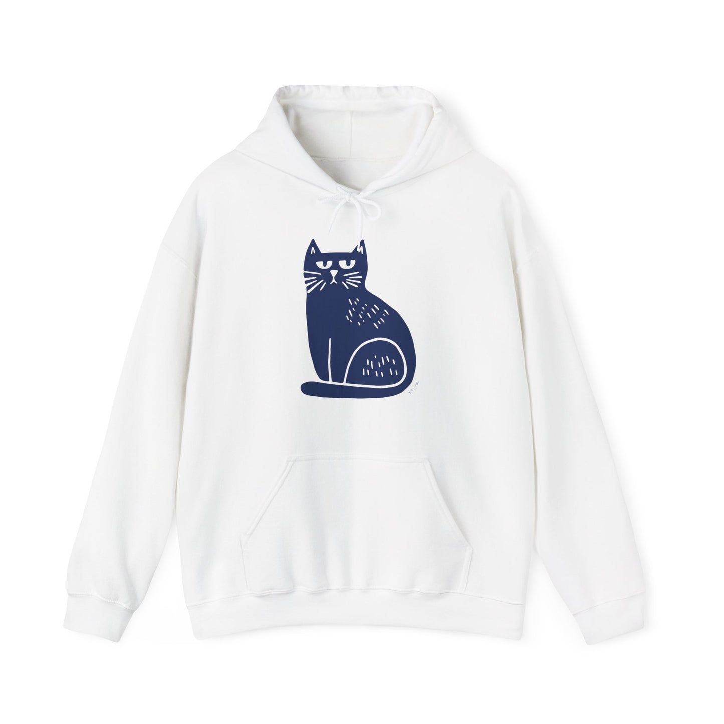 Sweat à capuche en coton durable – Chat bleu minimaliste