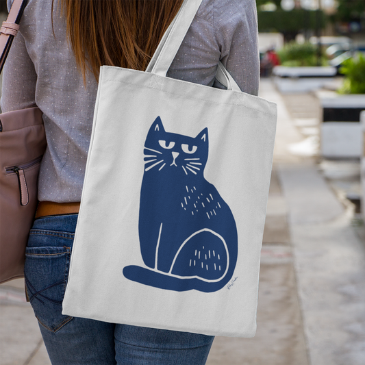 Sac tote en matériaux recyclés - Imprimé minimaliste de chat