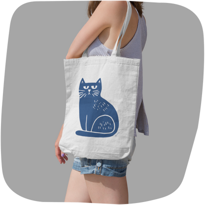 Sac tote en matériaux recyclés - Imprimé minimaliste de chat