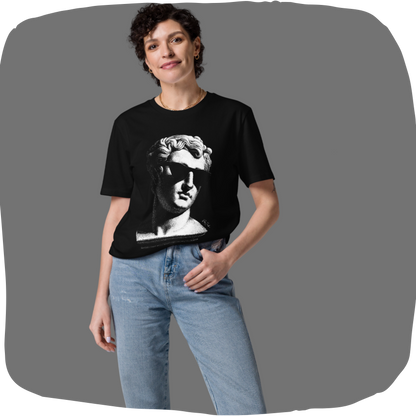 T-shirt en coton bio – Buste d'homme antique avec lunettes