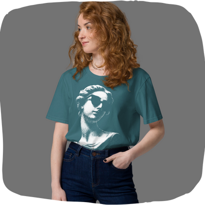 T-shirt en coton bio – Buste de femme antique avec lunettes