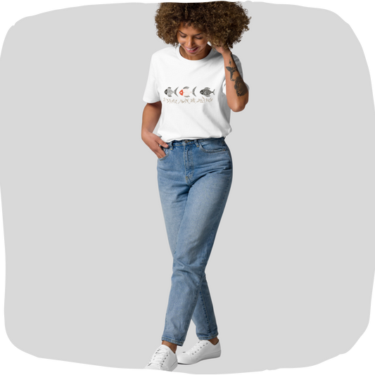 T-shirt femme en coton biologique - Motif de poisson
