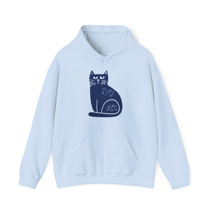 Sweat à capuche en coton durable – Chat bleu minimaliste