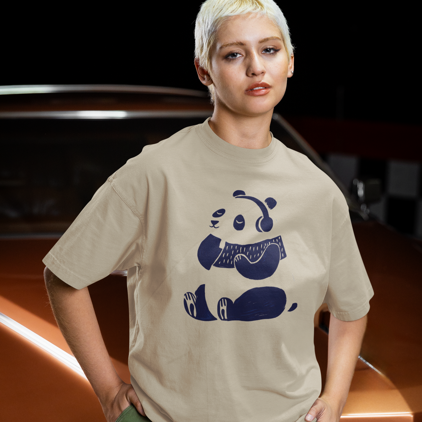 T-shirt en coton bio oversize - Petit panda