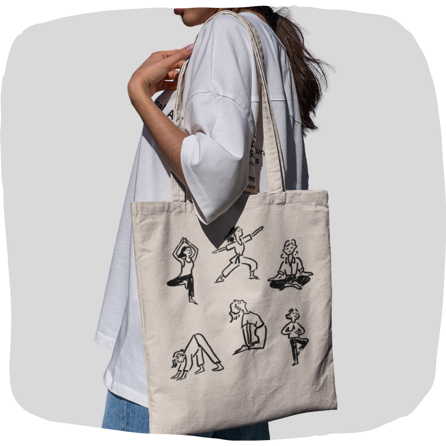 Eco-friendly cotton tote bag - Yoga poses
