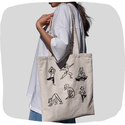 Eco-friendly cotton tote bag - Yoga poses