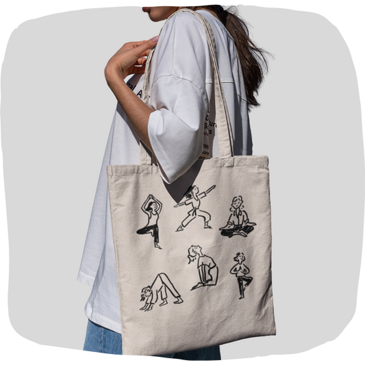 Eco-friendly cotton tote bag - Yoga poses