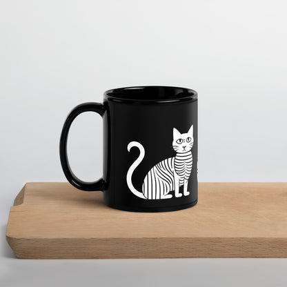 Tasse noire en céramique 11 oz - Imprimé de chats